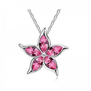 Star fish jewelry necklaces sterling silver 925 jewelry women necklace pendant crystals