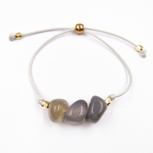Fashion Women Adjustable Wax line Smooth Natural Stone Beads Bracelet