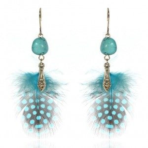 Fashion bohemian jewelry designs new model turquoise feather tassel earrings