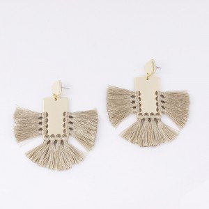 Newest Bohemian Style Geometric Bright Metal Statement Tassel Dangle Earrings Handmade Fashion Jewelry