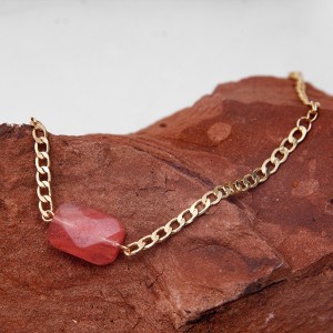 New arrival gold chain adjustable pink crystal natural stone ladies bracelet