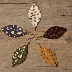 WENZHE New Handmade Leaf Shape Leather Dangle Earrings