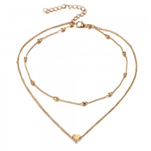 Fashion Gold Plated Love Heart Pendant Imitation Costume Necklaces Jewelry For Women