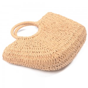 WENZHE Wholesale Straw Bags for Summer with Colorful Pompom Balls Straw Beach Bag