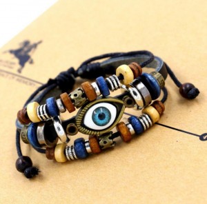 Punk Multilayer Leather Charm Bracelets Men Leather Turkish Jewelry