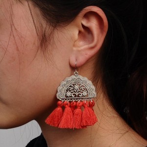 Factory price women party decoration hook tassel earrings handmade boho jewelry