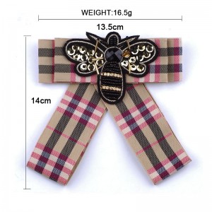 WENZHE New Fashion Sequins Women Pins Statement Collar Brooches Canvas Bowknot Tie Brooches Wholesale