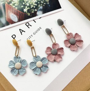 Personality sweet handmade fabric flowers pendant fashion korean earrings