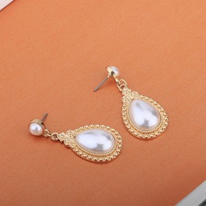 Fashion new arrival simple style indian gold wedding bridal water drop shape pearl earrings