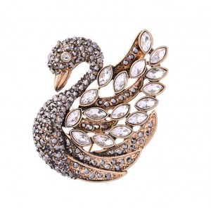 Custom Vintage Women Jewelry Full Crystal Swan Brooch