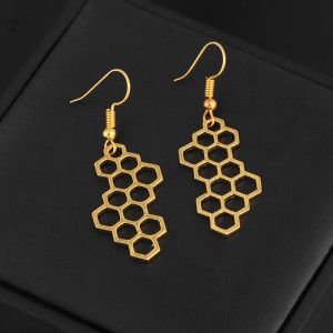 New designs 14k gold jhumka jewelry wholesale unique honeycomb dangle earrings