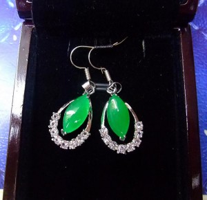 Wholesale Silver Rhodium Plated Jade Quartz Fashion Earrings