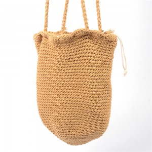 WENZHE One-shoulder Woven Bag Hand Hook Cotton Rope Holiday Beach Leisure Bag