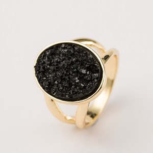 Wholesale Druzy Quartz Ring Round Natural Druzy Agate Stone Ring Women Jewelry