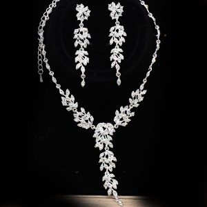 High quality fashion rhinestone alloy earrings necklace jewelry set for women