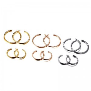 Gold hoop earrings big circle titanium steel earrings