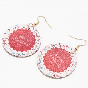 New Popular Christmas Statement Earrings Single Layer Leather Round Earrings
