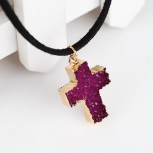 Cross shape pendant crystal quartz necklace jewelry manufacturer china