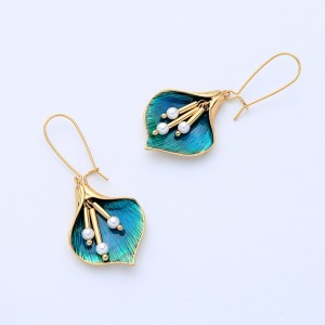 Fashion earring designs new model earrings bohemia elegant drop oil pearl shell flower earring