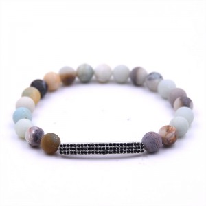 Wholesale Fashion Jewelry Handmade 8mm Frost Natural Stone Bead Stretch Bracelet for Men Women