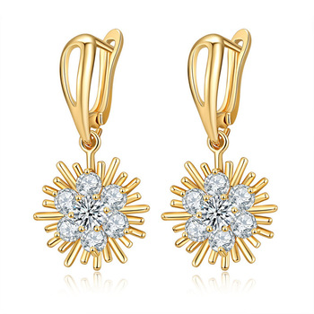 Wholesale Earrings Jewelry Fashion Costume Cubic Zirconia Dubai 18K Gold Ear Buckle Earrings Featured Image
