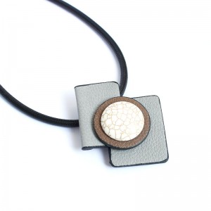 WENZHE simple leather white turquoise geometric pendant necklace