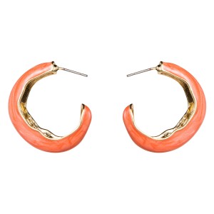 WENZHE Stylish Women’s Zinc Alloy Gold Plated Half Circle Custom Enamel Earrings