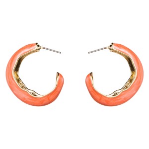 WENZHE Stylish Women’s Zinc Alloy Gold Plated Half Circle Custom Enamel Earrings