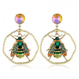 WENZHE Wholesale Elegant Party Gifts Unique Animal Bee Round Earrings Fashion Women Jewelry