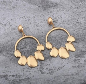 Fashion yellow gold tone circle earring best gift for girlfriend