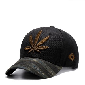 WENZHE Custom Sport Curved Brim Military Style Baseball Cap With Maple Leaf Embroidery Logo