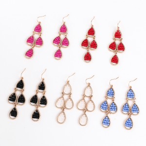 WENZHE Vintage handmade seed beads with rope ear hooks multicolor drop-shaped earrings female