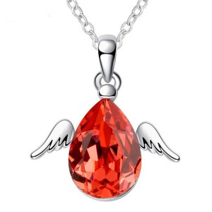 Angel wings multiple colors crystal pendant necklaces