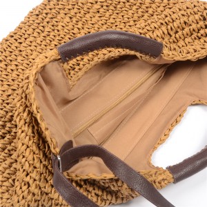 WENZHE Eco-friendly Portable Casual Paper Tote Bag Women Summer Beach Straw Bag Lady Large Rattan Woven Handbag