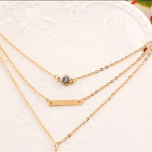 Best Quality Personality Multi Layer Gold Chain Crystal Charm Simple Choker Necklace