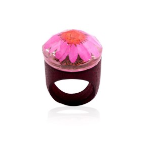 Fashion Wooden Ring Foreign Trade resin flower ring ethnic style wedding ring