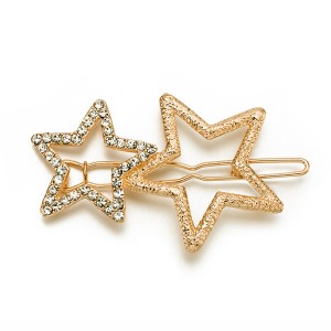 WENZHE newest bling bling alloy hair clip pentacle design geometric hairpin