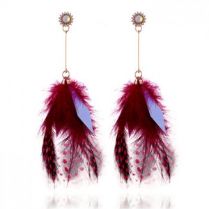 Wholesale Fashion Earrings Jewelry Long Tassel Real Feather Earrings For Women