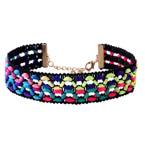 WENZHE Hot sale fashion retro colorful rope hand woven choker necklace