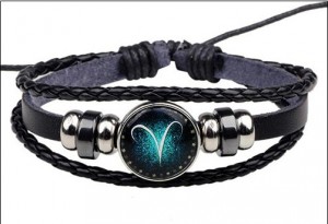 Twelve constellation multi-layer woven starry retro punk leather bracelet