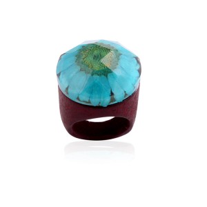 Fashion Wooden Ring Foreign Trade resin flower ring ethnic style wedding ring