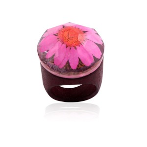 Fashion Wooden Ring Foreign Trade resin flower ring ethnic style wedding ring