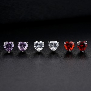 Sparkly Sparkle Heart Cut Purple Cubic Zirconia Crystal Pendant Necklace For Girls Gifts