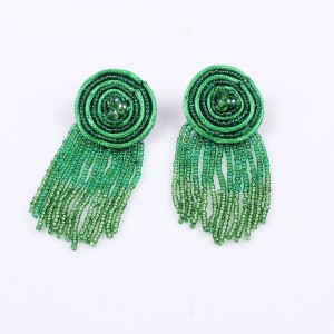 Handmade Bohemia Statement Earring Multilayer Seed Beaded Long Tassel Earrings For Women