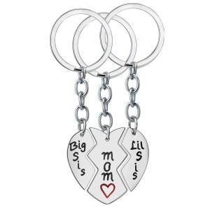 Fashion Custom Stainless Steel Heart Pendant Metal Keychain Set Gifts For Mom and Daughters