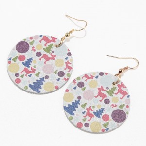 New Popular Christmas Statement Earrings Single Layer Leather Round Earrings