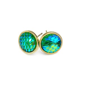 New Fashion Jewelry Mermaid Stud Earrings Women, Colored Crystal Gold Stud Earrings