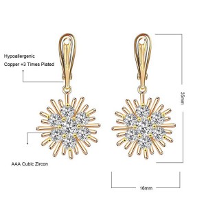 Wholesale Earrings Jewelry Fashion Costume Cubic Zirconia Dubai 18K Gold Ear Buckle Earrings