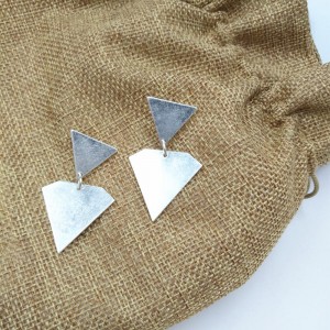 Silver Plated Triangle Earring Geometric Metal Earring For Women