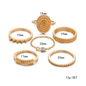 Seal pattern eye chain ring set of 6